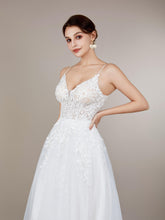 Load image into Gallery viewer, Guipure Lace Spaghetti Strap Formal Dress, Elegant Sleeveless A-line Floor Length Dress - Shop &amp; Buy
