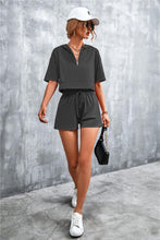 Load image into Gallery viewer, Half Zip Cropped Hooded T-Shirt and Shorts Set - Shop &amp; Buy