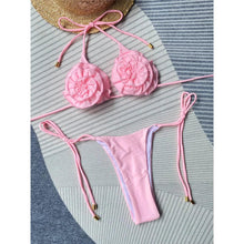 Load image into Gallery viewer, Halter 3D Flowers Mini Micro Thong Bikini Women Swimwear Female Swimsuit Two-pieces Bikini set - Shop &amp; Buy
