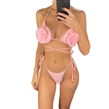 Load image into Gallery viewer, Halter 3D Flowers Mini Micro Thong Bikini Women Swimwear Female Swimsuit Two-pieces Bikini set - Shop &amp; Buy
