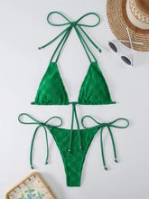 Load image into Gallery viewer, Halter Green Bikini Women Sexy Front Bow Push Up Micro Swimsuit Brazilian Lace-up Bandage Bathing Suit Tie Side Thong Swimwear - Shop &amp; Buy

