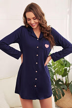 Load image into Gallery viewer, Heart Graphic Lapel Collar Night Shirt Dress - Shop &amp; Buy