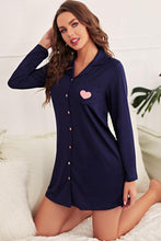 Load image into Gallery viewer, Heart Graphic Lapel Collar Night Shirt Dress - Shop &amp; Buy