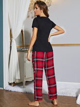 Load image into Gallery viewer, Heart Graphic V-Neck Top and Plaid Pants Lounge Set - Shop &amp; Buy
