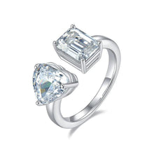 Load image into Gallery viewer, Heart High Carbon Diamond Emerald Cut Moissanite Engagement Promise Rings in 925 Sterling Silver Ring - Shop &amp; Buy
