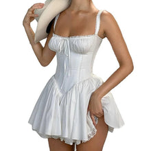 Load image into Gallery viewer, High-quality Lace Panel A-line Dress White Coquette Party Holiday Sleeveless Mini Corset Dresses Elegant Sweet Robe - Shop &amp; Buy
