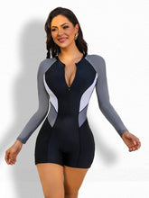 Load image into Gallery viewer, High-Stretch Solid Color Women&#39;s Swimsuit – Sporty One-Piece with Long Sleeve &amp; Removable Padding - Shop &amp; Buy
