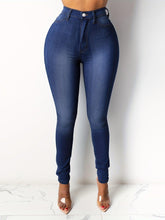 Load image into Gallery viewer, High Waist Curvy Skinny Jeans - Fashionable Light Blue with Plicated Detail - Shop &amp; Buy
