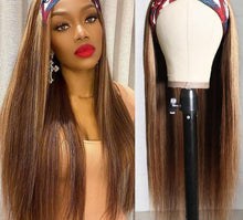 Load image into Gallery viewer, Highlight Smooth Human Hair Wigs Bone Straight Headband Wigs Nicelight Glueless Full Machine Made Ombre Remy Wig For Women - Shop &amp; Buy
