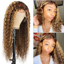 Load image into Gallery viewer, Highlight Wig Brown Colored Human Hair Wigs for Women Ombre Deep Wave Frontal Wig Honey Blonde Curly Lace Front Human Hair Wigs - Shop &amp; Buy
