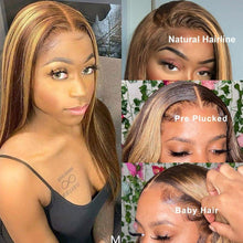 Load image into Gallery viewer, Highlight Wig Human Hair 13x4 Lace Frontal Wig Honey Blonde Lace Front Wigs For Women Pre Plucked Hd Straight Lace Front Wig - Shop &amp; Buy
