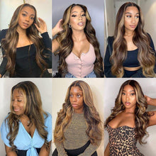 Load image into Gallery viewer, Highlight Wig Human Hair Body Wave Lace Wig Brown Colored Human Hair Wigs 4/27 Ombre Color Preplucked Hairline Wig For Women - Shop &amp; Buy
