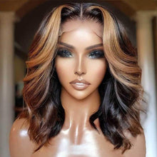 Load image into Gallery viewer, Highlight Wig Human Hair Wigs For Black Women Pre Plucked With Baby Hair Short Bob Wig Brazilian 13x4 Body Wave Lace Front Wig - Shop &amp; Buy
