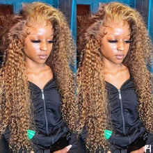 Load image into Gallery viewer, Highlight Wig Human Hair Wigs For Women Brazilian Colored Water Wave Hd 13x4 Lace Frontal Wig Curly Honey Blonde Lace Front Wigs - Shop &amp; Buy
