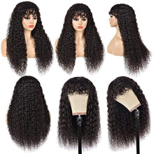 Load image into Gallery viewer, Human Hair Kinky Curly Wigs With Bang Brazilian Virgin Human Hair Curly Bang Wig Full Bangs Wigs Non Lace Front Human Hair Wigs - Shop &amp; Buy
