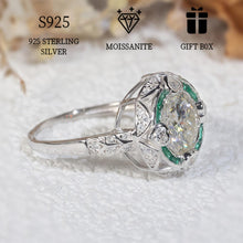 Load image into Gallery viewer, Hypoallergenic 925 Sterling Silver 2ct Moissanite Ring Inlaid Green Ladder Square - Shop &amp; Buy

