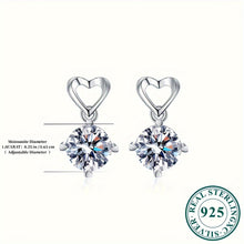 Load image into Gallery viewer, Hypoallergenic Sterling Silver Heart Moissanite Dangle Earrings - Lightweight &amp; Sparkling - Shop &amp; Buy
