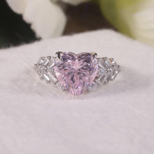 Load image into Gallery viewer, Iced Out Bling 925 Sterling Silver 9mm Heart Shaped Crushed Ice CZ Pink Diamond Ring Antique Handmade Jewelry - Shop &amp; Buy
