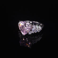 Load image into Gallery viewer, Iced Out Bling 925 Sterling Silver 9mm Heart Shaped Crushed Ice CZ Pink Diamond Ring Antique Handmade Jewelry - Shop &amp; Buy
