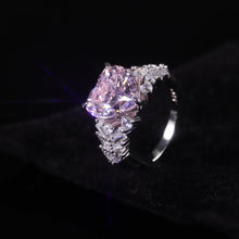 Load image into Gallery viewer, Iced Out Bling 925 Sterling Silver 9mm Heart Shaped Crushed Ice CZ Pink Diamond Ring Antique Handmade Jewelry - Shop &amp; Buy
