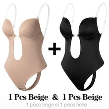 Load image into Gallery viewer, Invisible Shaper Bra Sexy Bodysuit Corset Backless Deep V-Neck U Plunge Thong Waist Trainer Clear Strap Padded Push Up Shapewear - Shop &amp; Buy
