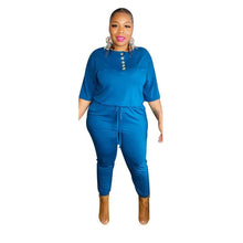 Load image into Gallery viewer, Jumpsuit Women Plus Size Clothing Summer Wholesale Bodysuit Solid Elastic Waist Lace Up One Piece Outfit - Shop &amp; Buy
