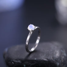 Load image into Gallery viewer, June Birthstone 5mm Natural Rainbow Moonstone Solitaire Engagement Rings 925 Sterling Silver Promise Ring - Shop &amp; Buy
