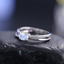 Load image into Gallery viewer, June Birthstone 925 Sterling Silver Promise Bridal Ring Oval Milky Blue Moonstone Engagement Ring Gift For Her - Shop &amp; Buy
