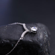 Load image into Gallery viewer, June Birthstone 925 Sterling Silver V Shape Necklace Milky Blue Moonstone Chevron Pendant Necklace Gift For Her - Shop &amp; Buy
