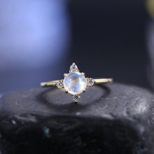 Load image into Gallery viewer, June Birthstone Delicate 925 Sterling Silver Gold Ring Natural Rainbow Moonstone Engagement Rings Gift For Her - Shop &amp; Buy
