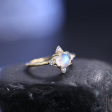 Load image into Gallery viewer, June Birthstone Delicate 925 Sterling Silver Gold Ring Natural Rainbow Moonstone Engagement Rings Gift For Her - Shop &amp; Buy
