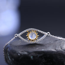 Load image into Gallery viewer, June Birthstone Healing Crystal Jewelry Milky Blue Moonstone Bracelet 925 Sterling Silver Turkish Eye Bracelet - Shop &amp; Buy
