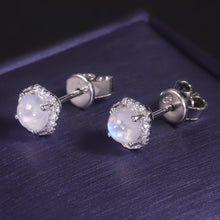 Load image into Gallery viewer, June Birthstone Milky Blue Moonstone Studs Earrings in 925 Sterling Silver Women Wedding Earrings Handmade Jewelry - Shop &amp; Buy
