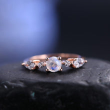 Load image into Gallery viewer, June Birthstone Natural Rainbow Moonstone Engagement Rings 925 Sterling Silver Rose Gold Promise Ring Gift For Her - Shop &amp; Buy
