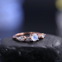 Load image into Gallery viewer, June Birthstone Natural Rainbow Moonstone Engagement Rings 925 Sterling Silver Rose Gold Promise Ring Gift For Her - Shop &amp; Buy
