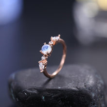 Load image into Gallery viewer, June Birthstone Natural Rainbow Moonstone Engagement Rings 925 Sterling Silver Rose Gold Promise Ring Gift For Her - Shop &amp; Buy
