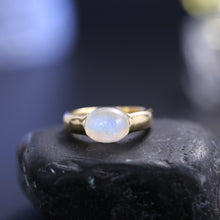 Load image into Gallery viewer, June Birthstone Natural Rainbow Moonstone Promise Ring 925 Sterling Silver 18K Gold Plated Ring Gift For Her - Shop &amp; Buy
