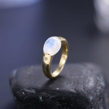 Load image into Gallery viewer, June Birthstone Natural Rainbow Moonstone Promise Ring 925 Sterling Silver 18K Gold Plated Ring Gift For Her - Shop &amp; Buy
