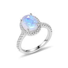 Load image into Gallery viewer, June Birthstone Oval Milky Blue Moonstone Halo Engagement Ring in 925 Sterling Silver Dainty Promise Ring - Shop &amp; Buy
