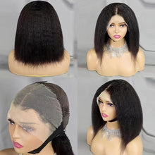 Load image into Gallery viewer, Kinky Straight Short Bob Wig 10-16 - HD Transparent 13x4 Lace Frontal, Glueless Swiss Lace - Pre-Plucked, High Density Natural Hair for Women - Shop &amp; Buy
