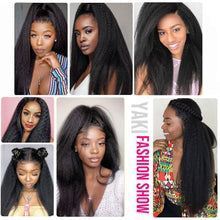 Load image into Gallery viewer, Kinky Straight Wig 13x4 Lace Front Human Hair Wigs Yaki Straight Wig Pre Plucked Peruvian Lace Frontal Human Hair Wigs - Shop &amp; Buy
