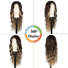 Load image into Gallery viewer, Lace Front Wigs - Brown with Blonde Blend - Long, Wavy/Curly Style - Dark Roots Synthetic Hair - Shop &amp; Buy
