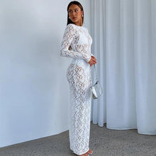 Load image into Gallery viewer, Lace Patchwork Hook Flower Hollow Long Sleeves Maxi Dress Spring Women Sexy Y2K Birthday Party Clubwear Elegant - Shop &amp; Buy
