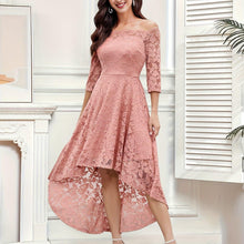 Load image into Gallery viewer, Lace Stitching Off Shoulder Dress, Elegant Half Sleeve High-low Hem Dress For Party &amp; Banquet - Shop &amp; Buy
