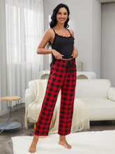 Load image into Gallery viewer, Lace Trim Cami and Plaid Pants Lounge Set - Shop &amp; Buy
