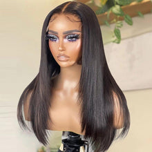 Load image into Gallery viewer, Layered Cut Straight Lace Front Wigs Free Part Brazilian Layered Human Hair Wigs for Women Pre Plucked Baby Hair Natural Black - Shop &amp; Buy
