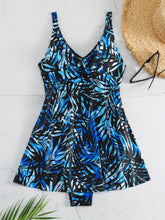 Load image into Gallery viewer, Leaf Print One-piece Swimsuit, V Neck High Stretch Skirted Bathing Suits, Women Swimwear &amp; Clothing - Shop &amp; Buy
