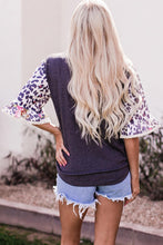Load image into Gallery viewer, Leopard Flounce Sleeve Round Neck Top - Shop &amp; Buy
