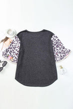 Load image into Gallery viewer, Leopard Flounce Sleeve Round Neck Top - Shop &amp; Buy

