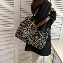 Load image into Gallery viewer, Leopard Pattern Tote Bag, Vintage Canvas Shoulder Bag, Fashion Handbag For School Work Shopping - Shop &amp; Buy
